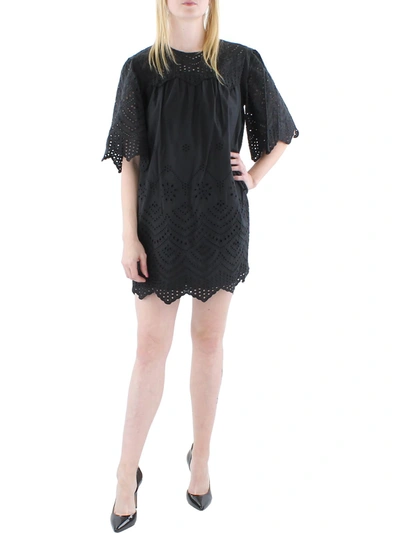 Rebecca Minkoff Debra Womens Eyelet Short Mini Dress In Black