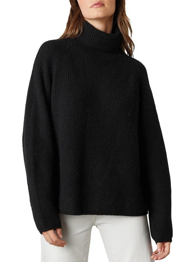 Velvet By Graham & Spencer Judith Womens Wool Blend Ribbed Knit Turtleneck Sweater In Black
