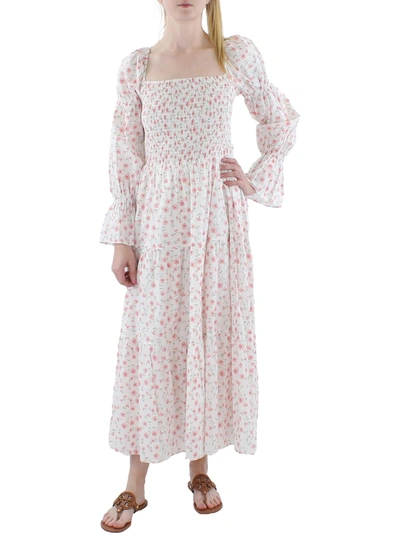 Lucy Paris Womens Floral Print Puff Sleeve Maxi Dress In Pink