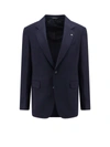 Tagliatore Wool Blend Blazer With Metal Brooch