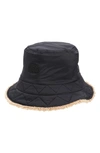 Ugg Reversible Faux Fur Bucket Hat In Black