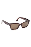 Tom Ford Mikel 54mm Polarized Square Sunglasses In Shiny Dark Havana / Brown