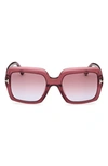 Tom Ford Kaya 54mm Square Sunglasses In Shiny Wine / Violet