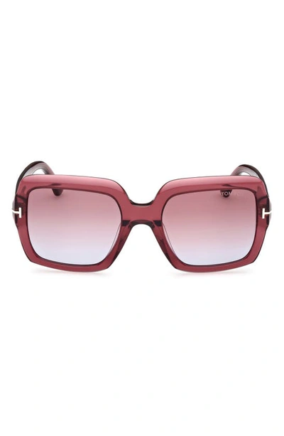 Tom Ford Kaya Beveled Acetate Square Sunglasses In Red