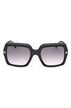 Tom Ford Kaya Sunglasses In Shiny Black / Gradient Smoke