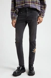 Undercover Beaded Hand Ripped Straight Leg Jeans In Black