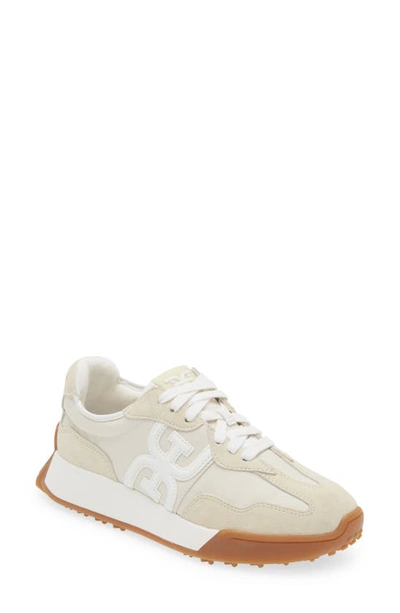 Sam Edelman Women's Langley Emblem Lace-up Trainer Trainers In Off White Suede