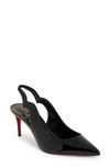 Christian Louboutin Hot Chick Patent Red Sole Slingback Pumps In Black
