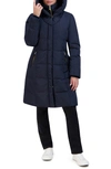 Cole Haan Signature Taffeta Quilted Puffer Coat With Bib In Navy