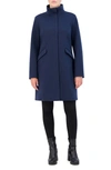 Cole Haan Signature Wool Blend Twill Full-zip Coat In Navy