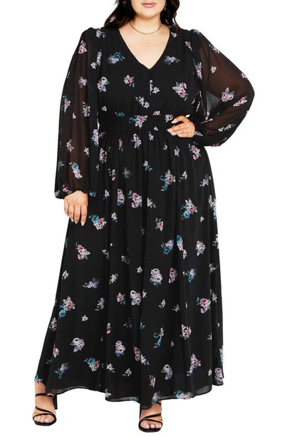 City Chic Trendy Plus Size Jemina V-neck Maxi Dress In Vintage Rosebud