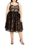 City Chic Angeline Corset Bodice Cocktail Dress In Black