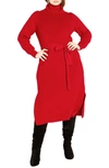 City Chic Trendy Plus Size Kara Rolled Neck Midi Dress In Sexy Red