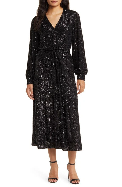 Anne Klein Surplice Midi Dress In Black