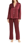 Lunya Washable Silk Long Sleeve Pant Set In Calliope Wine