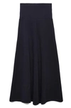 Mango Flared Knit Skirt With Decorative Seams Dark Navy In Dark Navy