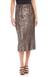 Fifteen Twenty Sequin Midi Skirt In Bronze