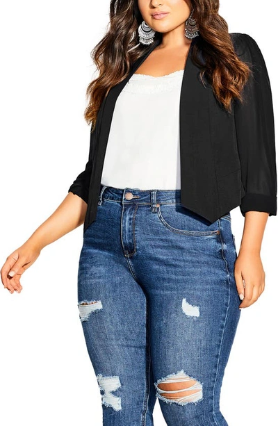 City Chic Crop Blazer In Black