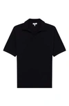 Reiss Duchie Johnny Collar Short Sleeve Wool Polo Sweater In Duchie Slate