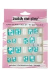 POLISH ME SILLY TEAL GLITTER STAR PRESS-ON NAILS