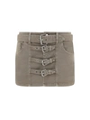 Blumarine Khaki Buckle Denim Miniskirt