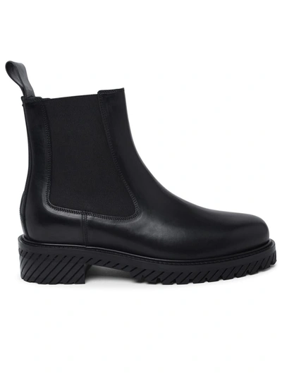 OFF-WHITE OFF-WHITE BLACK LEATHER ANKLE BOOTS