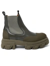 GANNI GANNI GREEN LEATHER ANKLE BOOTS