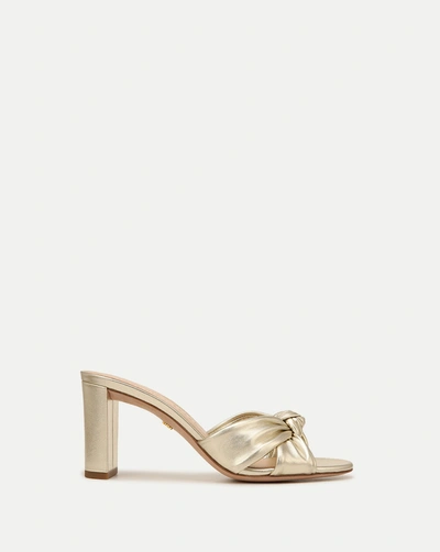 Veronica Beard Ganita Metallic Knot Slide Sandals In Platinum