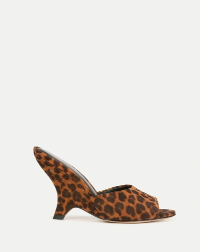 Veronica Beard Mila Leopard Suede Sculpted Wedge Slide Sandal