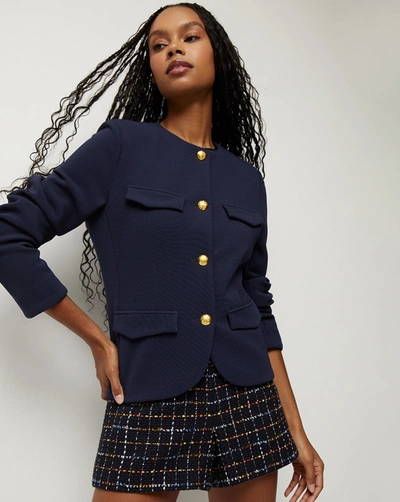 Veronica Beard Kensington Knit Jacket In Marine