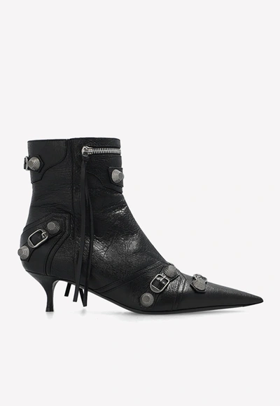Balenciaga Cagole 50 Ankle Boots In Lamb Leather In Black