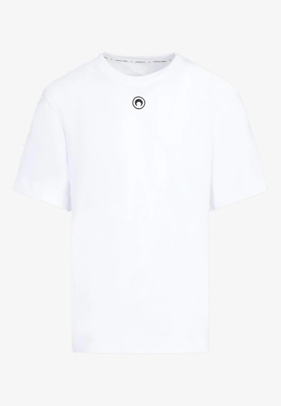 Marine Serre Crescent-embroidered Crewneck T-shirt In White