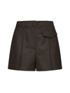 Blanca Vita Salicaria Pleated Mid-rise Shorts In Brown