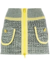 Cormio Knit Mini Skirt With Front Zipper In Grigio E Giallo
