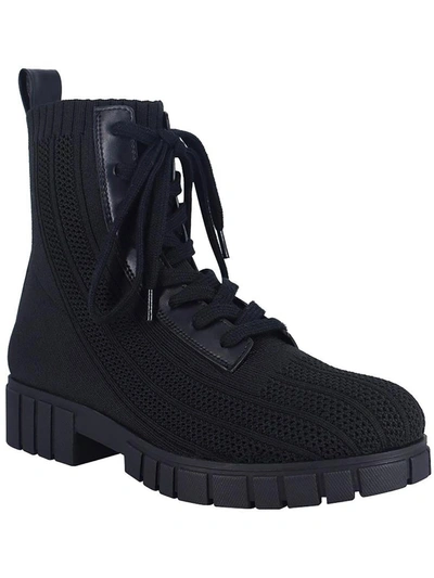 Impo Bellamy Womens Knit Ankle Combat & Lace-up Boots In Black