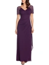 Xscape Beaded Sleeve Ruched Column Gown In Pink