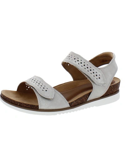 Cobb Hill May Wave Strap Womens Leather Footbed Wedge Sandals In White