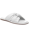 J/slides Womens Faux Leather Slip On Slide Sandals In White