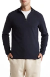 Hugo Boss Ebrando Dark Blue Textured Cotton Quarter Zip Sweater