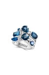 Effy Sterling Silver London Blue Topaz Cluster Ring In Silver/ Blue