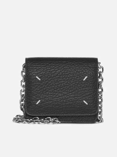 Maison Margiela Small Leather Chain Wallet Bag In Black