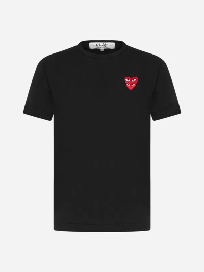 Comme Des Garçons Play Double Logo-patch Cotton T-shirt In 1