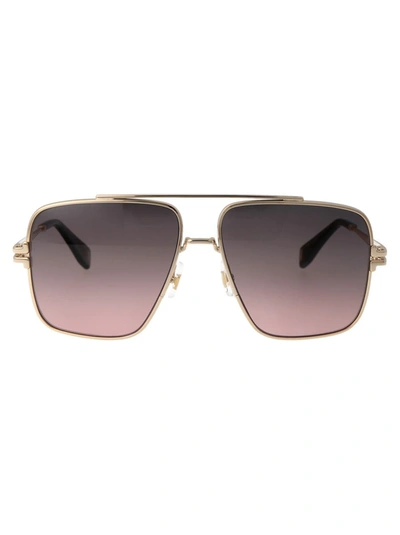 Marc Jacobs 59mm Gradient Square Sunglasses With Chain In Rhlm2 Gold Black