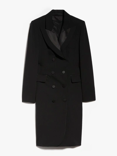 Max Mara Robe Manteau Dress In Wool In Black