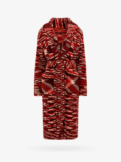 Missoni Wool Long Cardigan In Dark Red