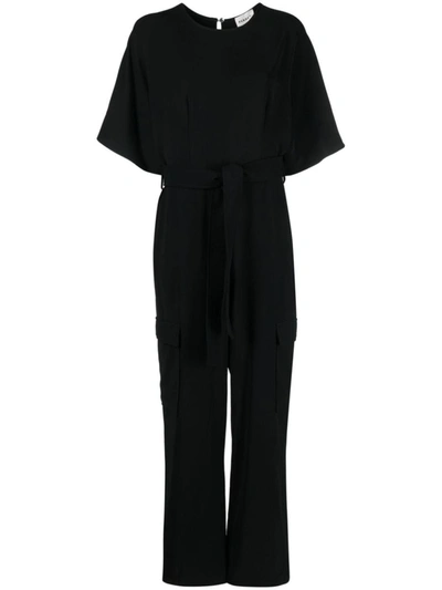 P.a.r.o.s.h Wide-leg Cargo Jumpsuit In Nero