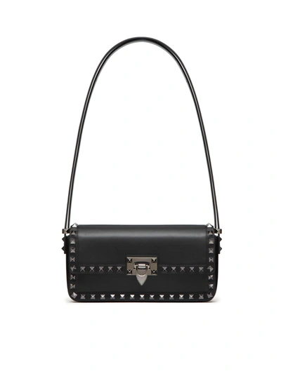 Valentino Garavani Rockstud23 E/w Shoulder Bag In Smooth Calfskin In Black