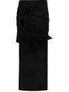 Msgm Bow A-line Midi Skirt With Knot Detailing In Black