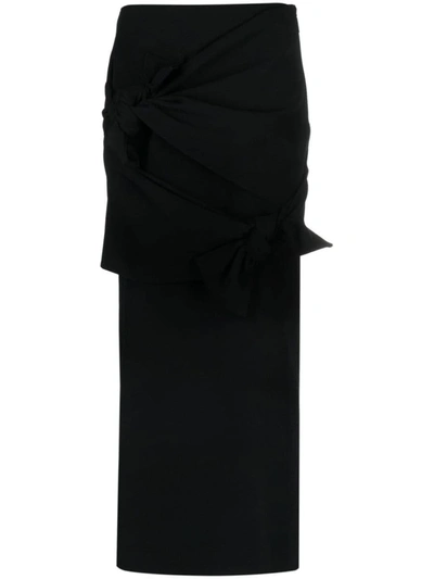 Msgm Knot-detail A-line Midi Skirt In Black