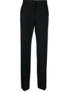Msgm High-waisted Crepe Straight-leg Trousers With Belt Loops In Black